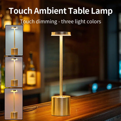 Lámpara de mesa LED con sensor táctil simple: recargable y elegante