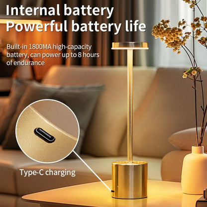 Lámpara de mesa LED con sensor táctil simple: recargable y elegante