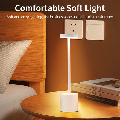Lámpara de mesa LED con sensor táctil simple: recargable y elegante